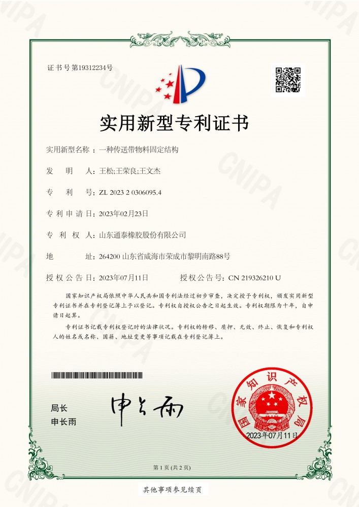 一种传送带物料固定结构